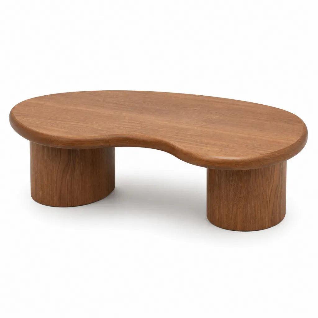 Table basse ovale en MDF plaque noyer marron 120 x 70 x 35 cm