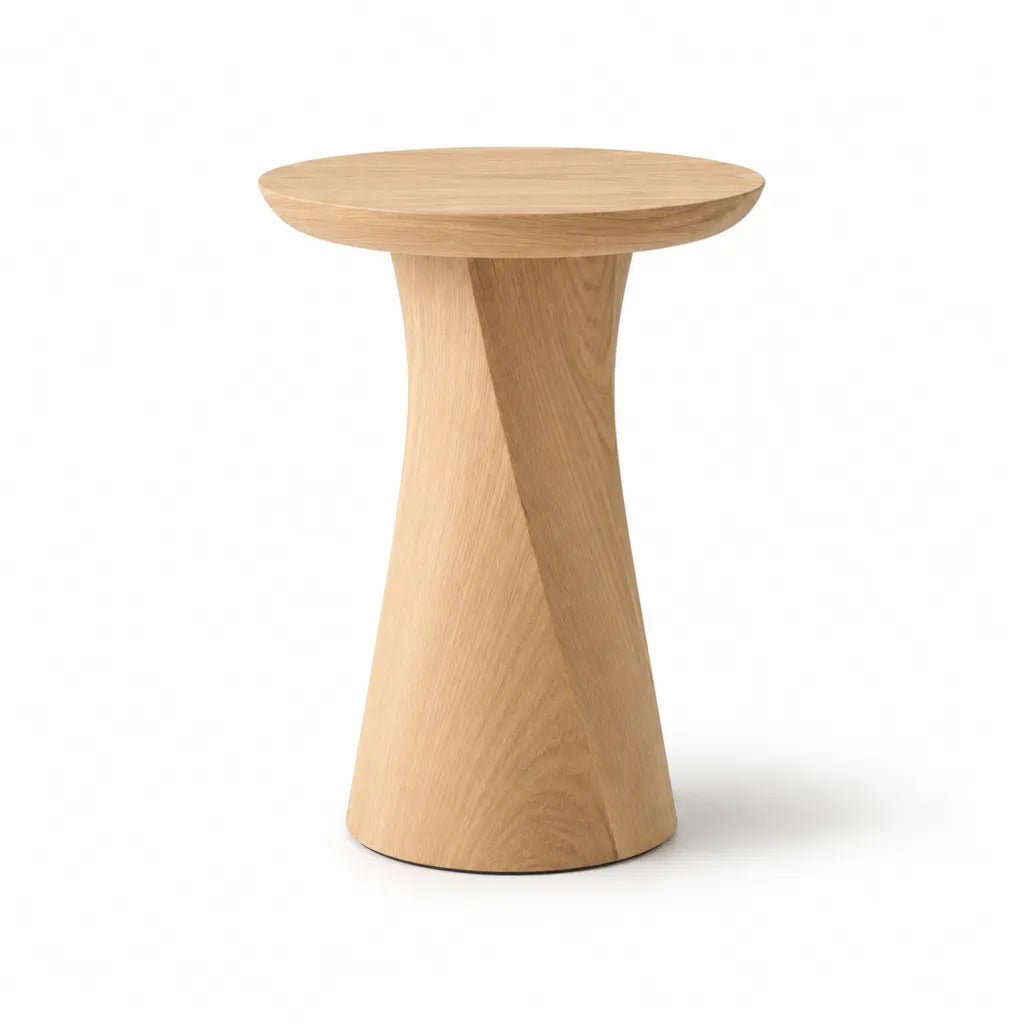 Table d'appoint ronde en MDF plaque chene naturel O 50 x H 55 cm