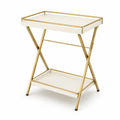Table d'appoint pliante rectangulaire 60 x 40 x 70 cm en acier et panneaux MDF blanc et dore