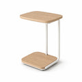 Table d'appoint en C pour canape 50 x 35 x 60 cm panneaux MDF melamines acier blanc chene clair