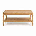 Table basse rectangulaire en chene massif naturel avec etagere 100 x 60 x 45 cm