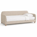 Lit banquette 1 place 90 x 190 cm en polyester beige avec pieds en hevea massif