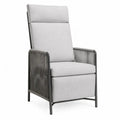 Fauteuil de jardin a dossier haut 66 x 75 x 108 cm en acier thermolaque et corde PE gris clair anthracite