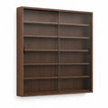 Vitrine murale rectangulaire 100 x 20 x 120 cm en panneaux MDF plaques noyer brun avec 2 portes coulissantes en verre