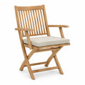 Fauteuil de jardin pliant en teck massif avec coussin beige 56 x 61 x 90 cm